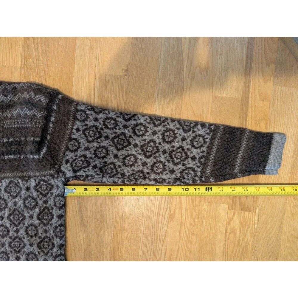 Fair Isle %100 Wool Sweater Brown Crew Neck Size M Mac & Jack Cute & Warm!!